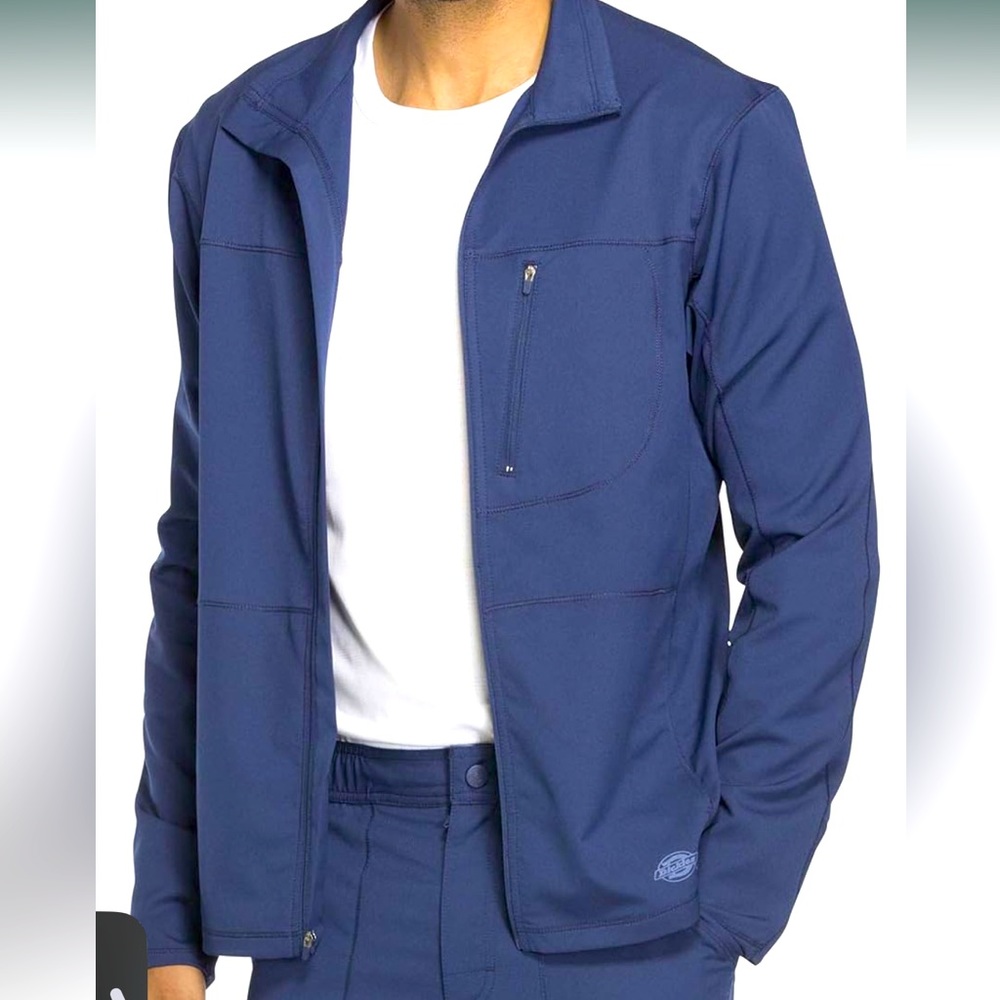 DICKIES WARM UP Scrub Jacket, Men’s Size Large, Navy.